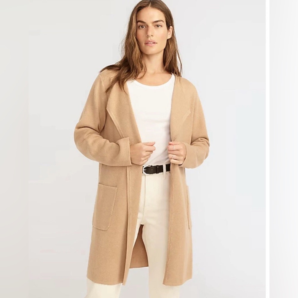 J.Crew Juliette Collarless Sweater Blazer Hthr Khaki Medium New